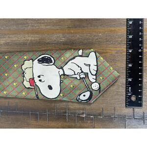 VTG Y2K Snoopy Woodstock Peanuts Golf 50th Anniversary 100% Silk Tie 4" x 59"